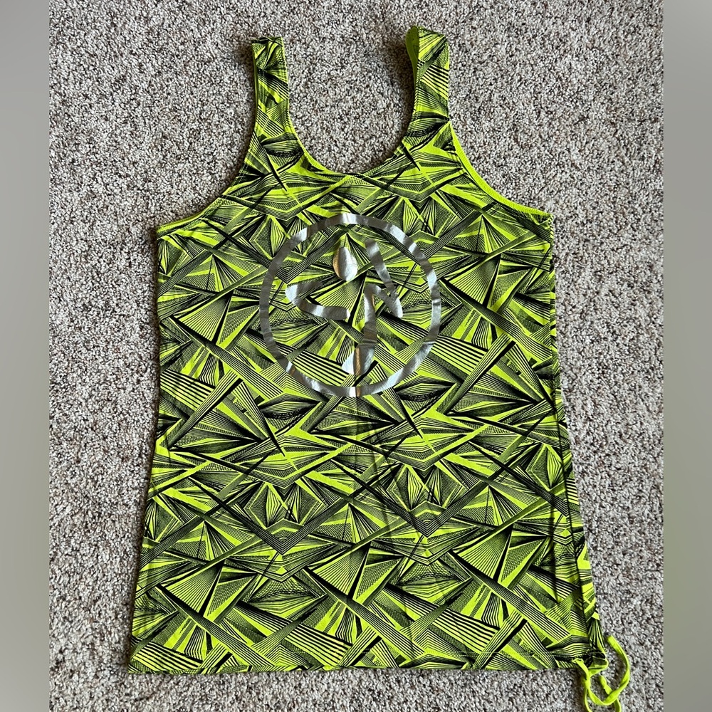 Zumba Fitness Women’s Neon Lime Geometric Racerback Tank Top